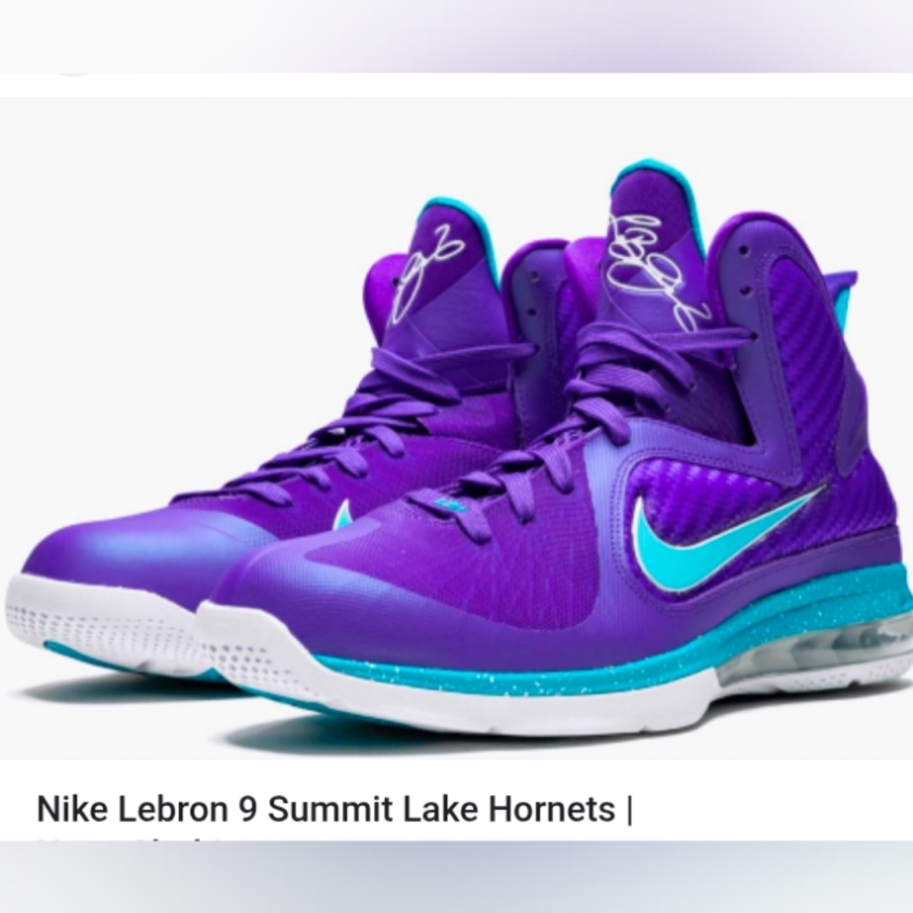 Nike LeBron James 9 Summit Lake Hornets - Purple Teal Combo Size 7Y